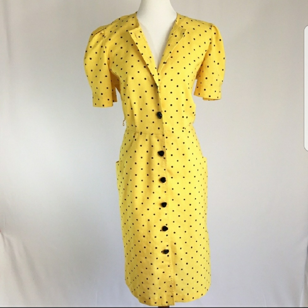 Vintage yellow polka-dot dress